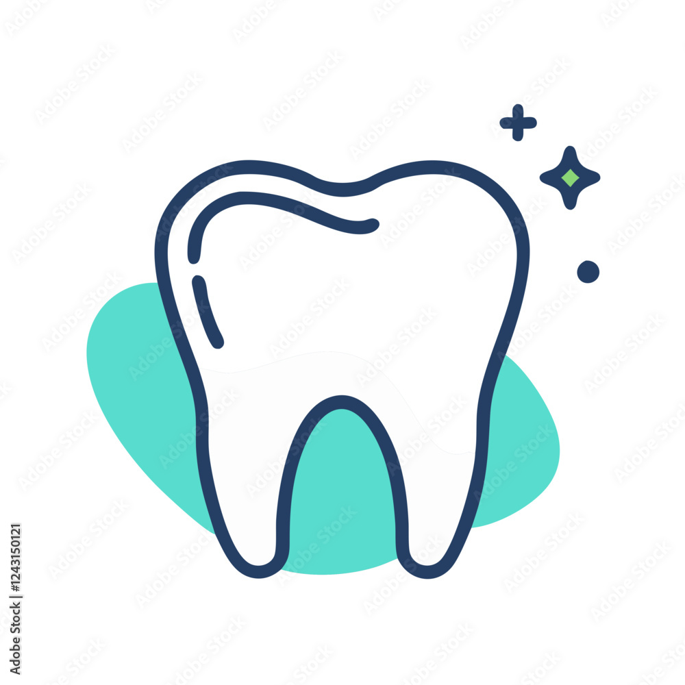Dental Health Icon featuring clean tooth against blue background Dental Health Icon featuring clean tooth against blue background