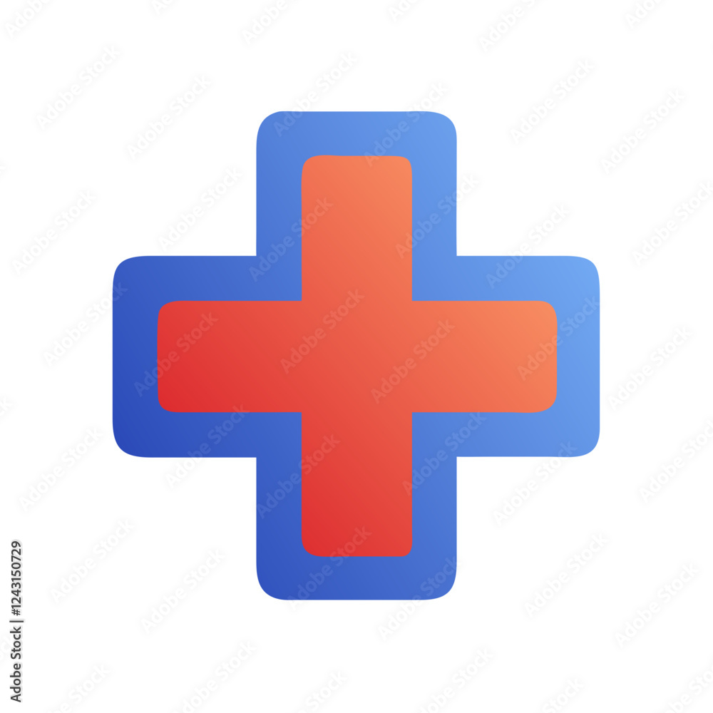 Medical Cross Icon in blue and red gradient Medical Cross Icon in blue and red gradient