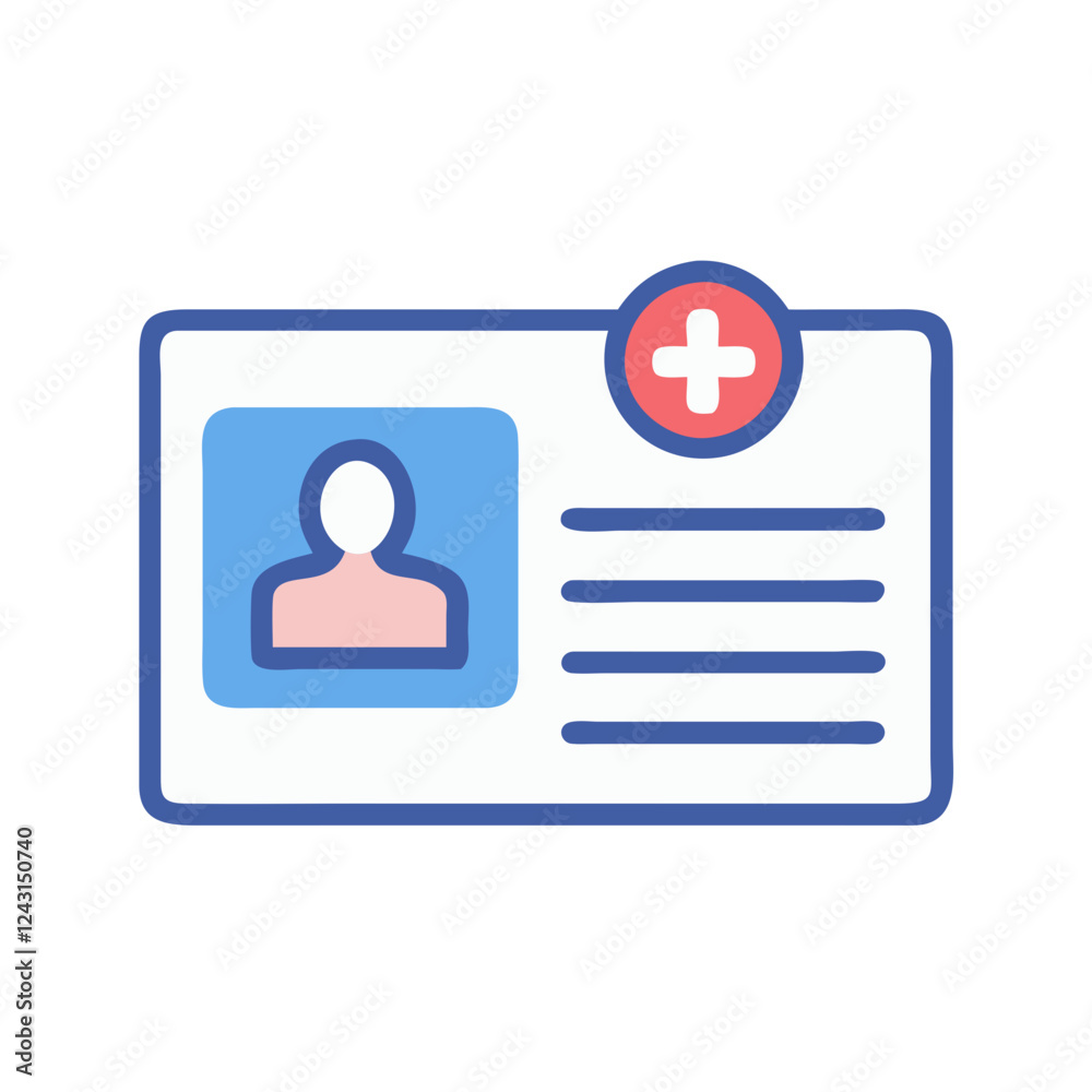 Medical Id Icon in flat design with user profile and healthcare symbol Medical Id Icon in flat design with user profile and healthcare symbol
