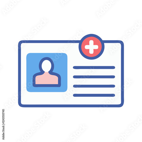 Medical Id Icon in flat design with user profile and healthcare symbol