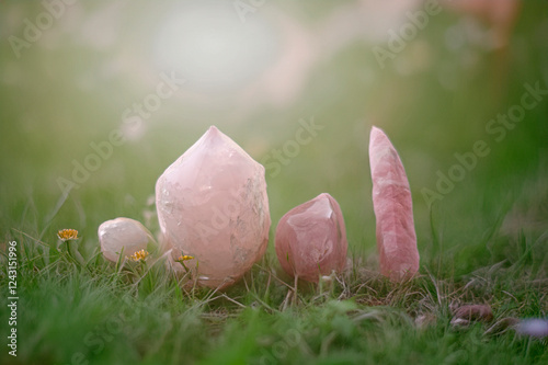 pink quartz  in nature photo