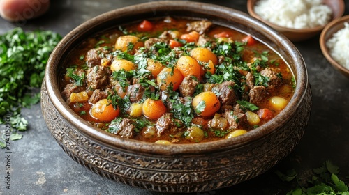 A Moroccan tagine with lamb and apricots