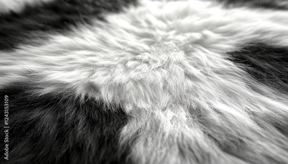 Black and white animal fur texture close up Black and white animal fur texture close up