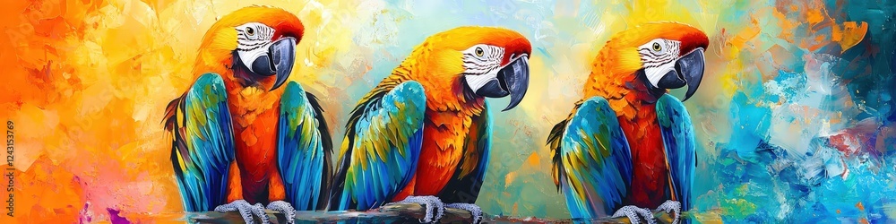 Fototapeta premium parrots on a branch. Selective focus