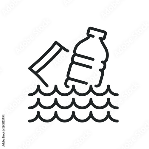 Water pollution thin line icons. Editable stroke and Perfect pixel on transparent background