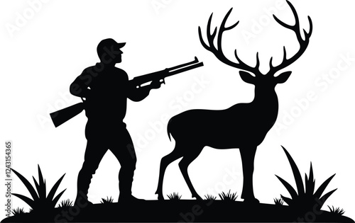Deer Hunter Silhouette vector illustration design