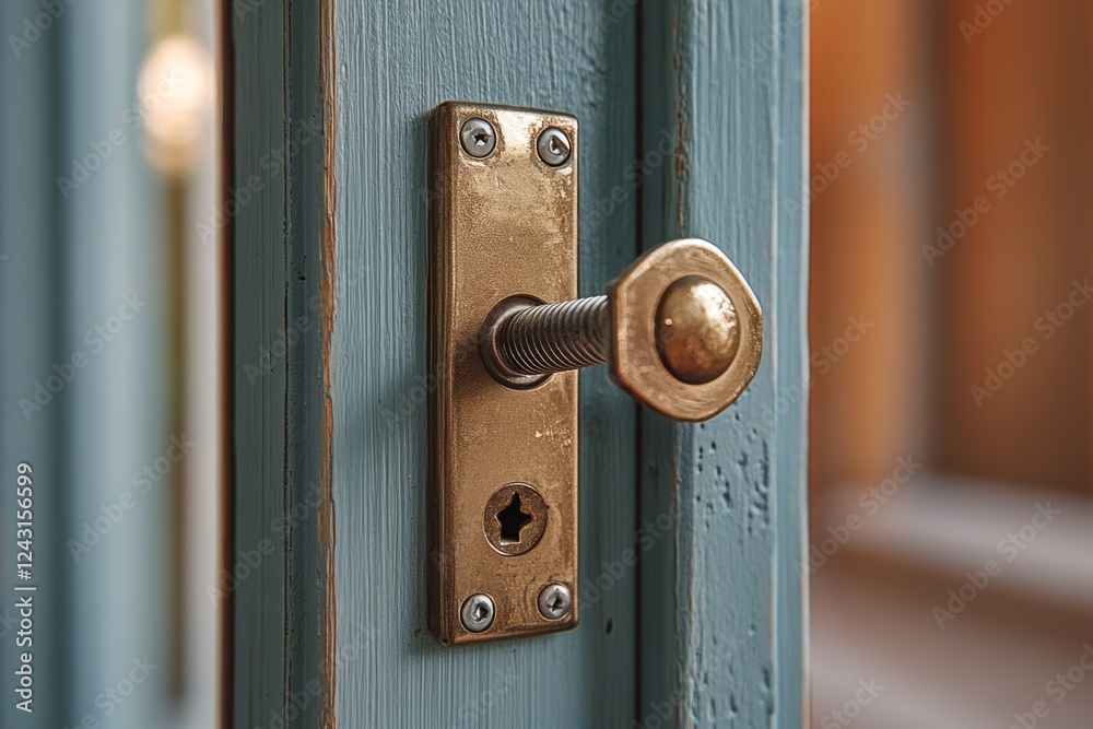 Obraz premium Closeup of a vintage door handle with weathered texture