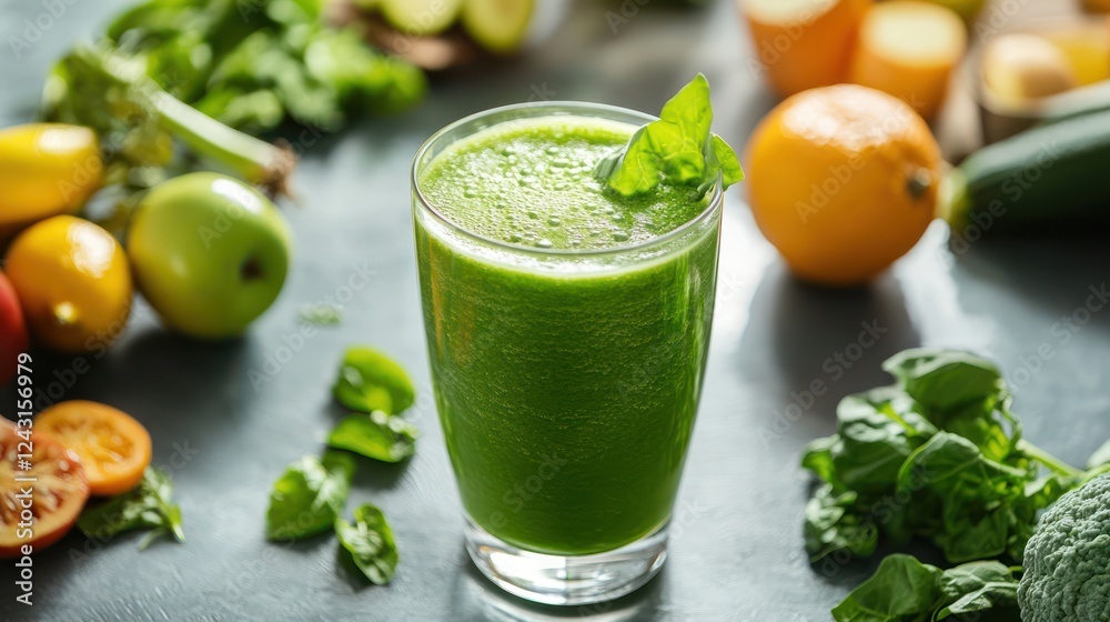 Refreshing Green Smoothie with Fruits and Vegetables