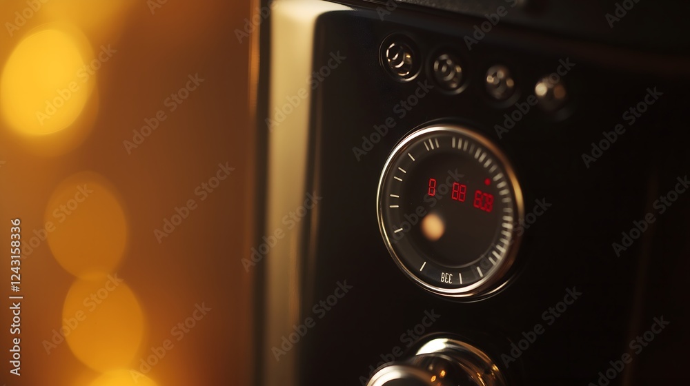 Modern Espresso Machine Display Showing 888 Degrees Temperature Gauge Modern Espresso Machine Display Showing 888 Degrees Temperature Gauge