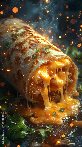 Melting Cheese Burrito: Food Photography photo