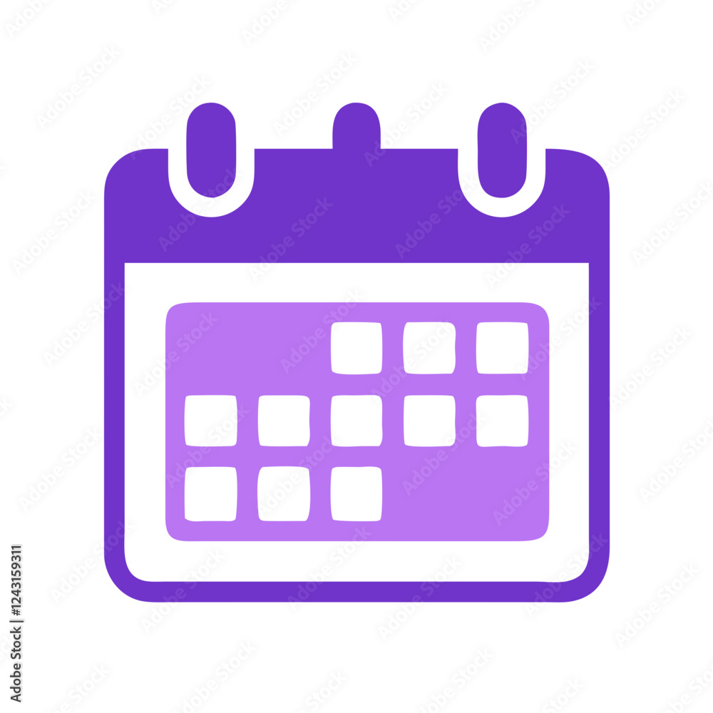 Calendar Icon in purple representing time management Calendar Icon in purple representing time management
