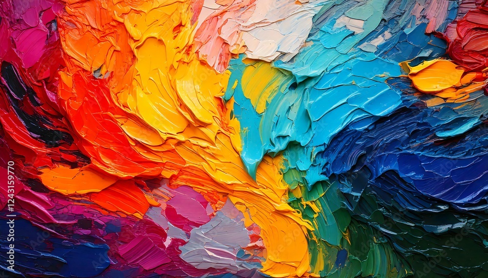 Vibrant Impasto Oil Painting Texture Abstract Art Colorful Swirls Thick Paint Vibrant Impasto Oil Painting Texture Abstract Art Colorful Swirls Thick Paint