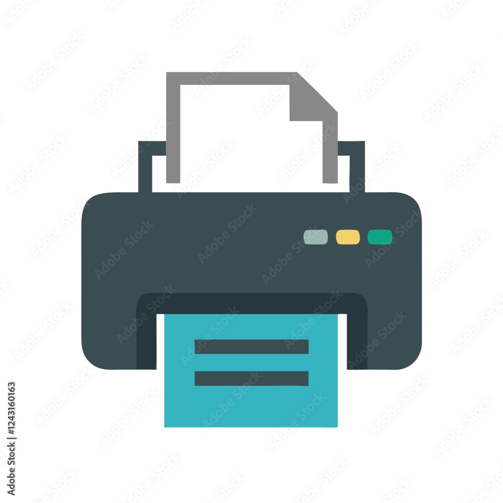 Printer Icon printing document on white background Printer Icon printing document on white background