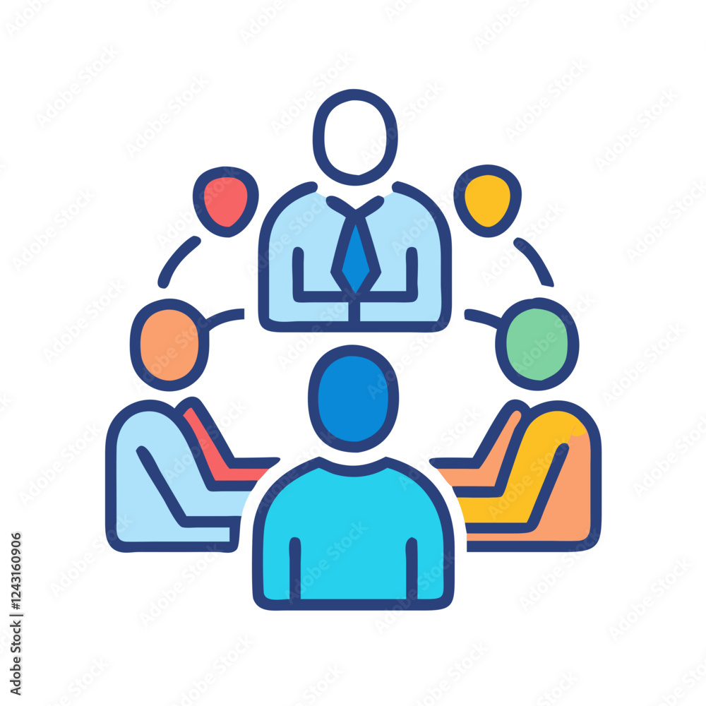 Team Meeting Icon discussing ideas with colleagues in a bright setting Team Meeting Icon discussing ideas with colleagues in a bright setting