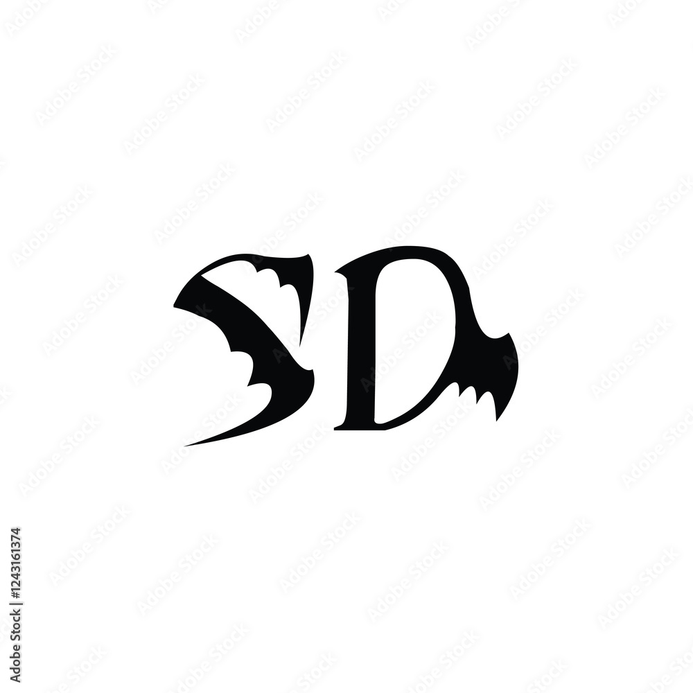 Obraz premium SD monogram logo design letter text name symbol monochrome logotype alphabet character simple logo