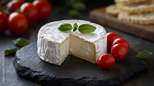 Gourmet Camembert Cheese with Tomatoes and Basil