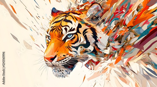 Abstract Colorful Tiger Art Explosion photo