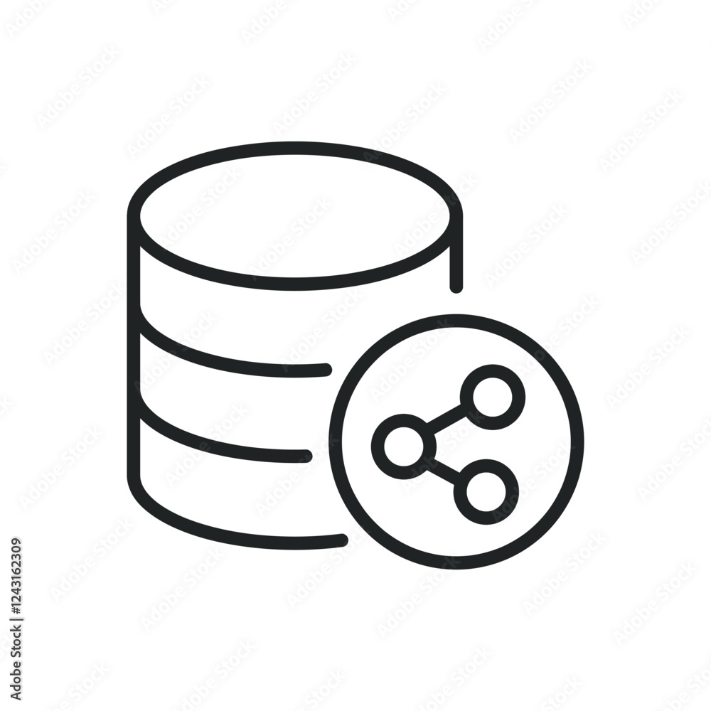 Database share thin line icons. Perfect pixel on transparent background Database share thin line icons. Perfect pixel on transparent background