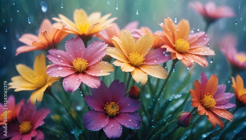 Fototapeta premium Fondo floral artístico con un arreglo abstracto de impresionismo vivo