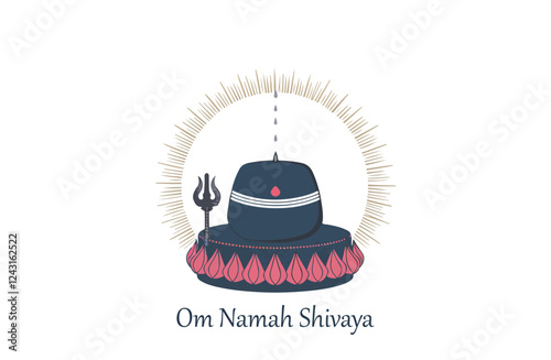 Sacred Shiva Lingam With Trident and Om Namah Shivaya Inscription
