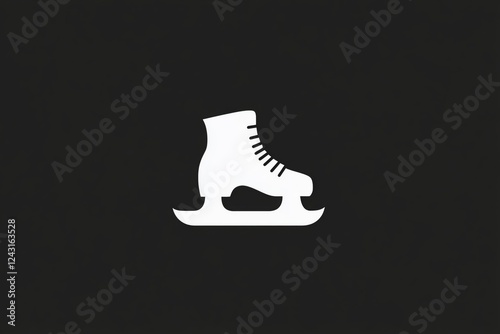 A simple white ice skate icon on a black background.