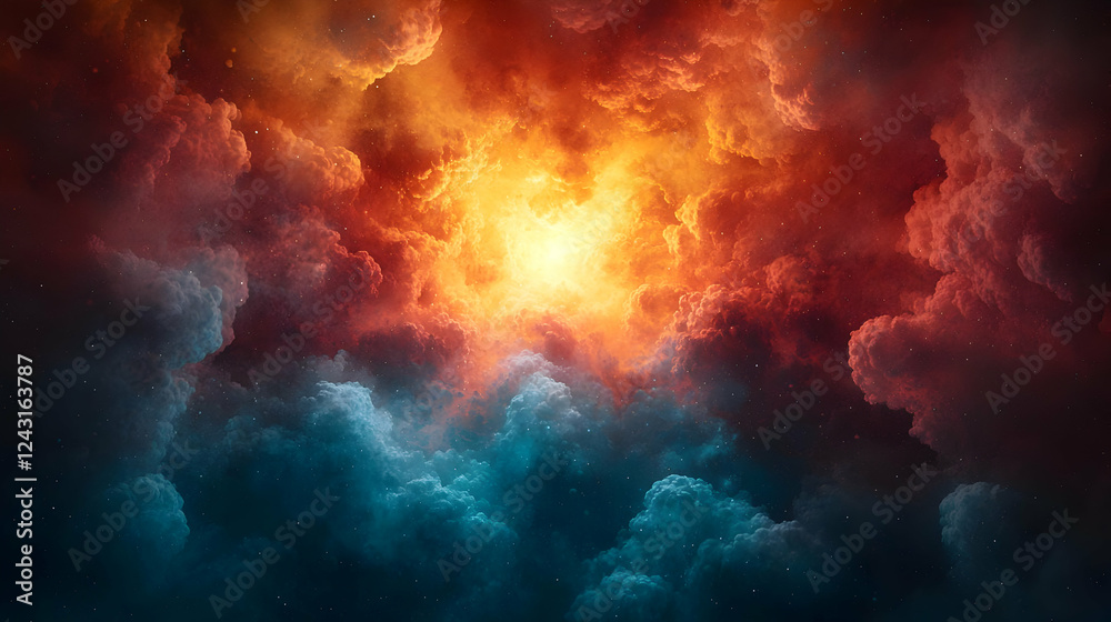 Fiery Nebula Clouds Burst Brightly Across Space Fiery Nebula Clouds Burst Brightly Across Space