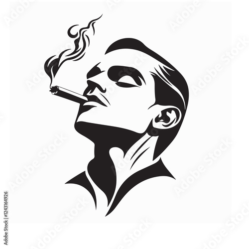 Stylish Smoker man logo design vector isolated on white background.
