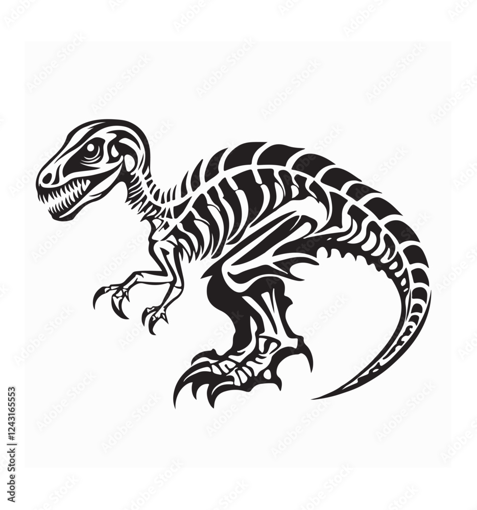 Dinosaur Fossil image vector isolated on White Background