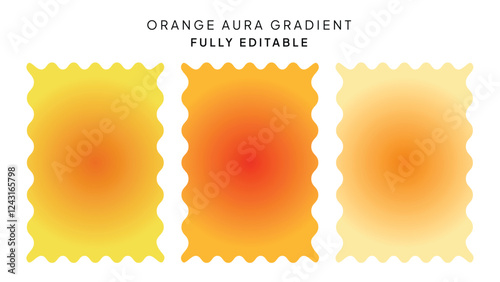 Orange Gradient Set, Abstract Orange Aura Gradient Background Design