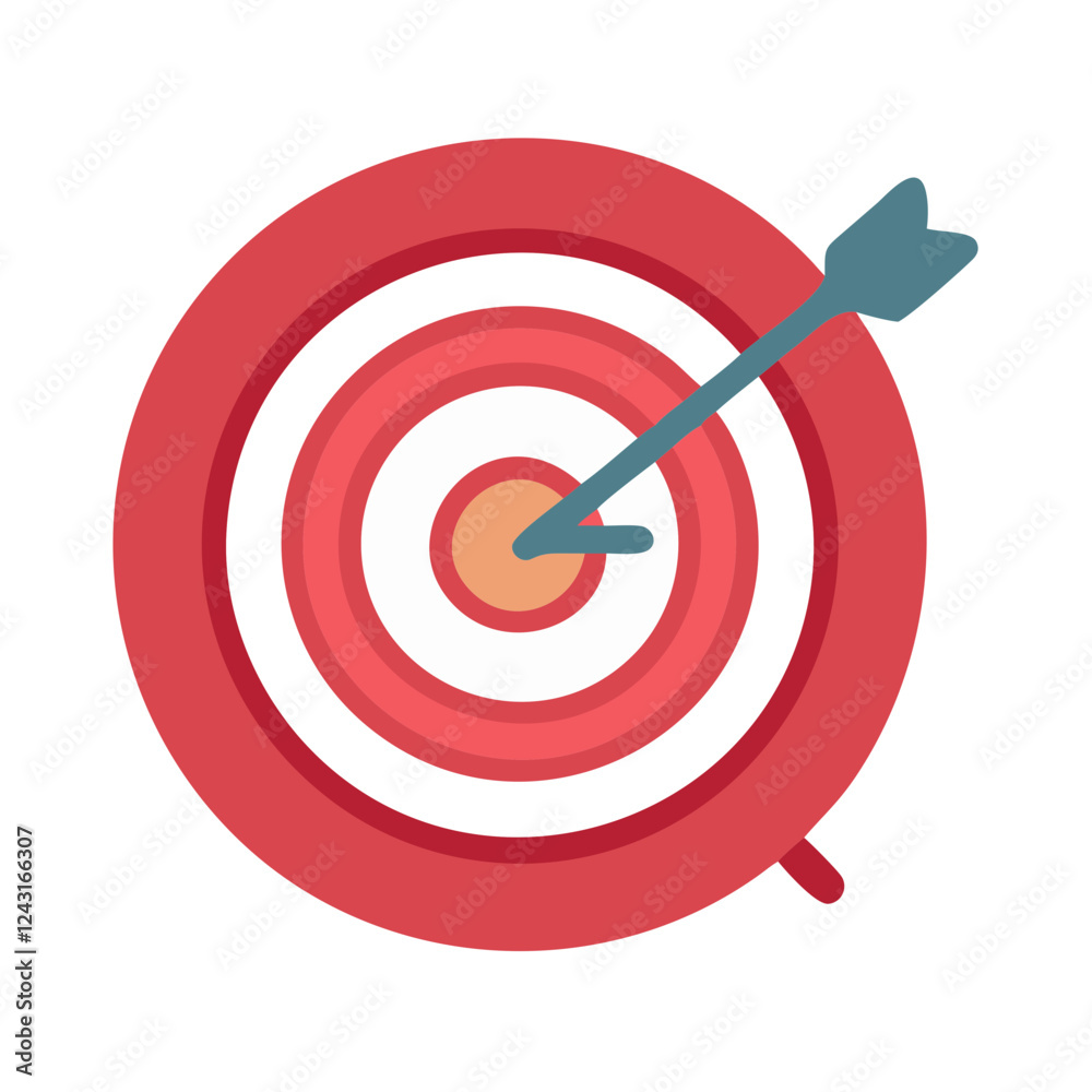 Archery Target Icon with arrow hitting the center circle Archery Target Icon with arrow hitting the center circle