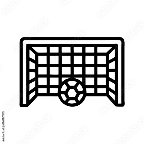 Soccer goal icon with ball on white background