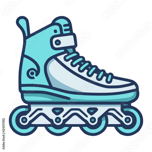 inline skate sport shoe healthy flat color vector illustration template design