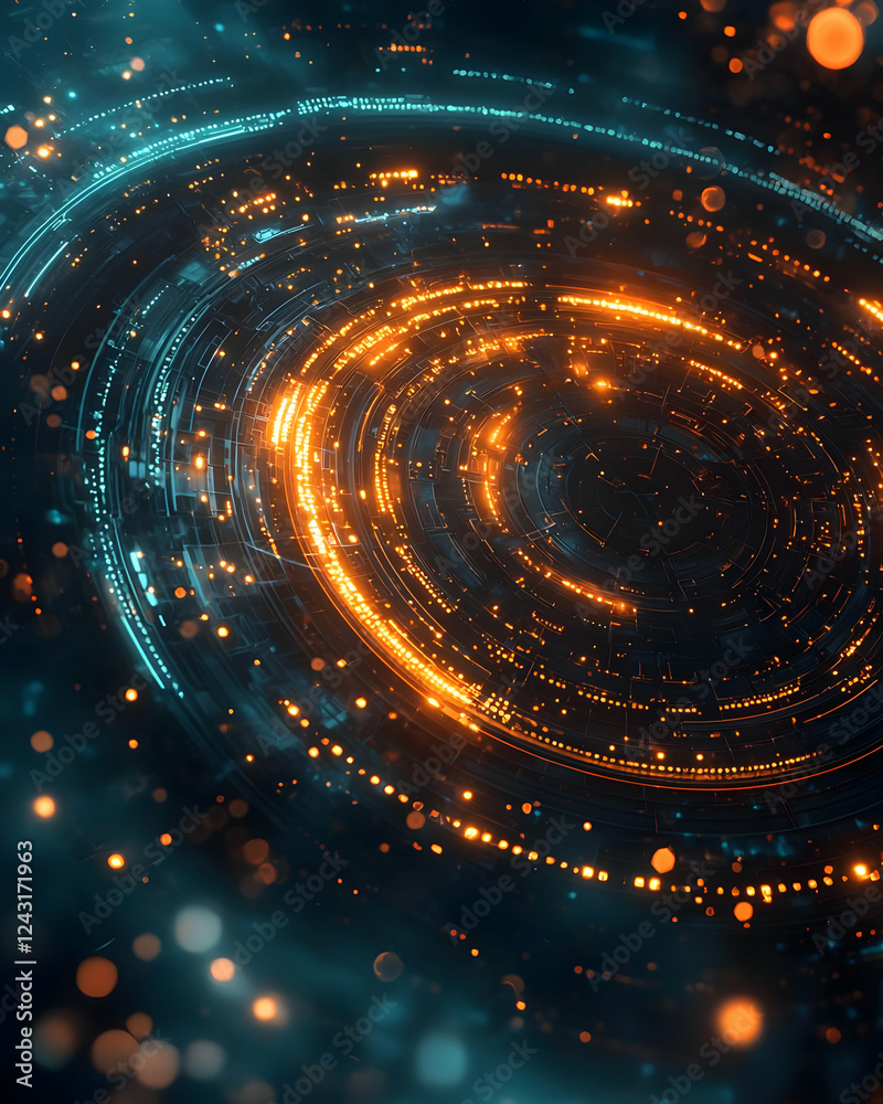 Abstract Circular Tech Design Glows Brightly Abstract Circular Tech Design Glows Brightly