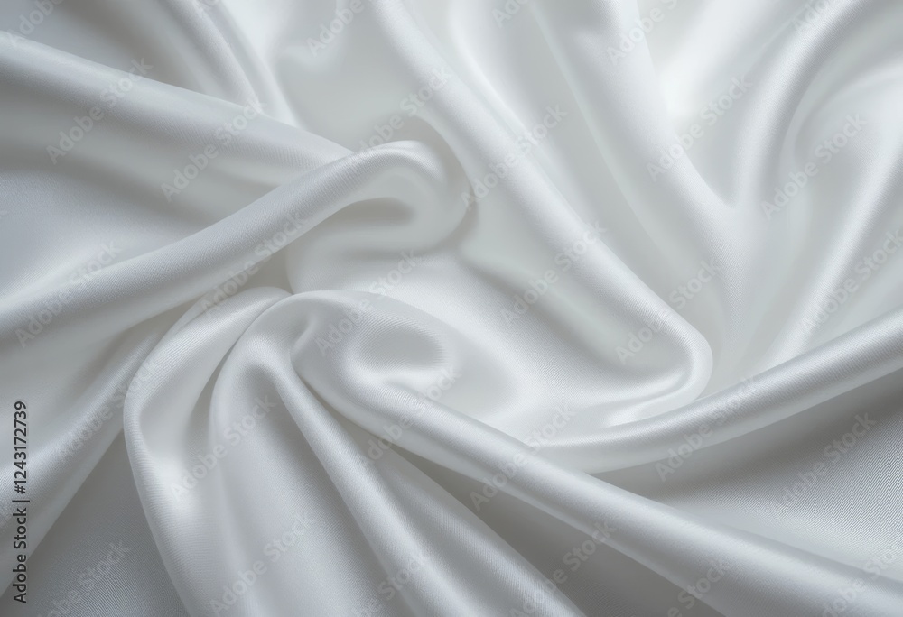 Fototapeta premium A close-up of white silk fabric with a satin finish