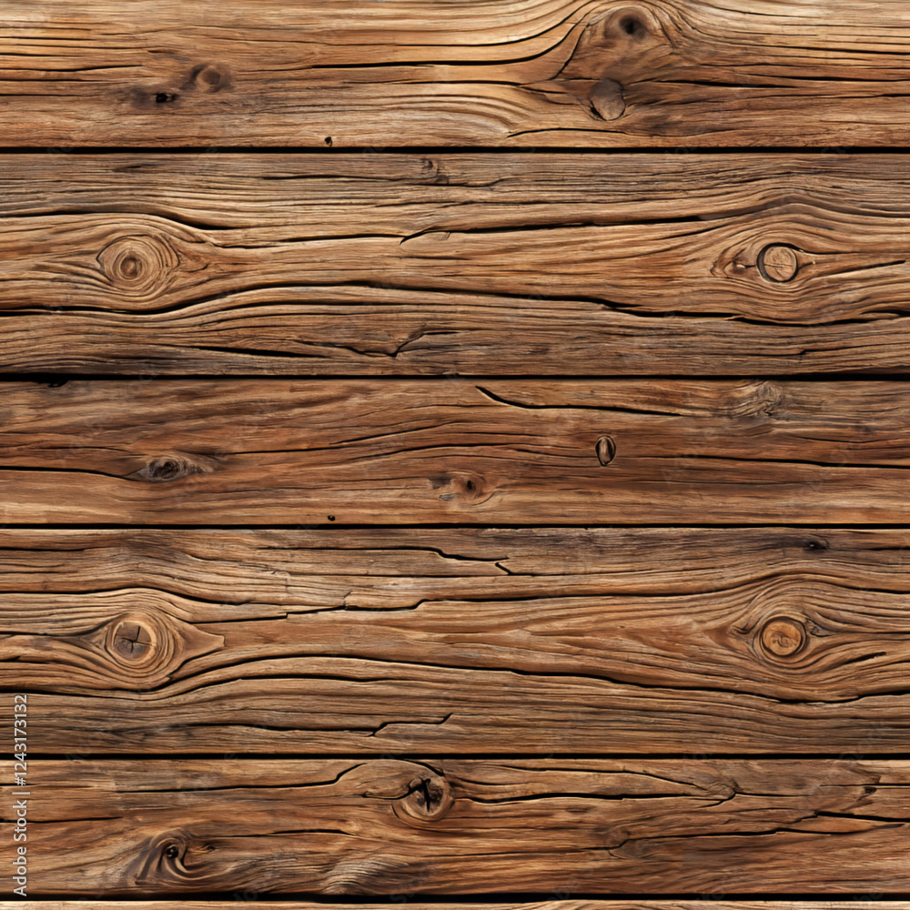 Naklejka premium Seamless Aged Oak Wood Texture with Realistic Grain Details