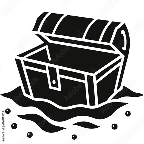 silhouette vector of sunken treasure chest 