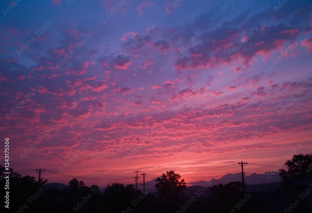 A beautiful sunset with pink, purple, and pastel colors in the sky