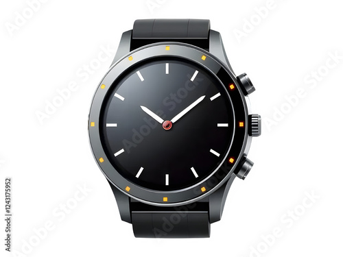  A precise minimalist icon of a clock face, ticking hands casting faint shadows, isolated on white background