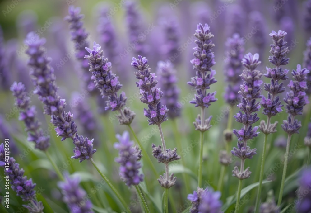 A close-up of purple lavender flowers with a blurred background A close-up of purple lavender flowers with a blurred background