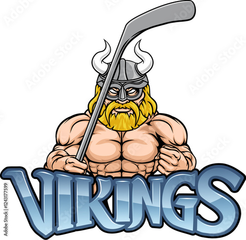 A viking man ice hockey sports team cartoon mascot