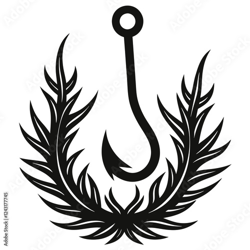 silhouette vector of a fishhook