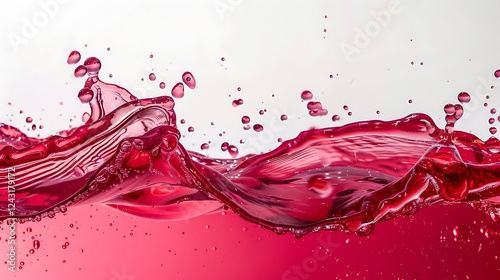 A bold splash of cranberry juice, the vibrant red liquid forming intricate patterns against a clean white backdrop.