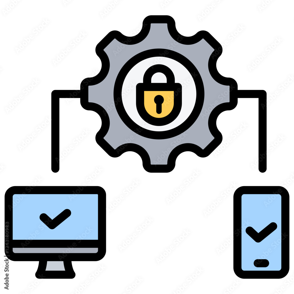 Device Security Outline Color Icon Device Security Outline Color Icon