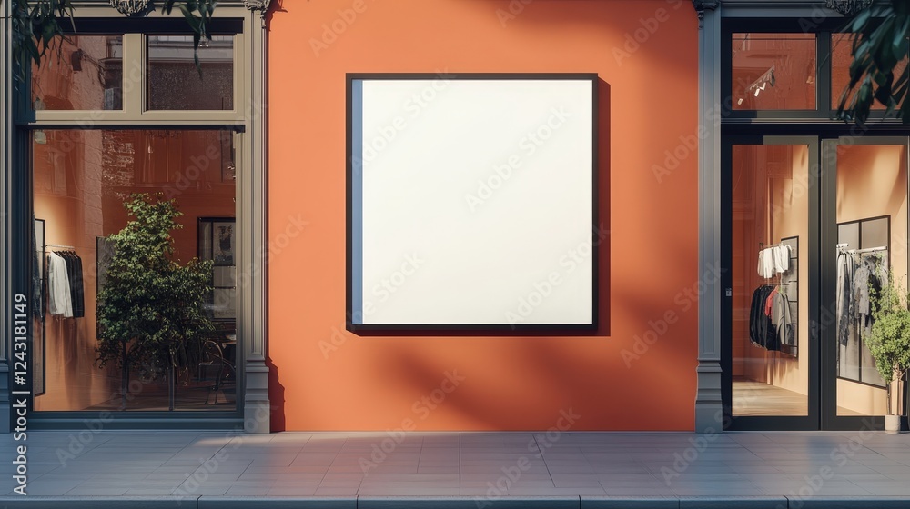 Vibrant Storefront Mockup with Blank Signage Space for Creative Business Branding and Advertising Opportunities in Urban Environment Vibrant Storefront Mockup with Blank Signage Space for Creative Business Branding and Advertising Opportunities in Urban Environment