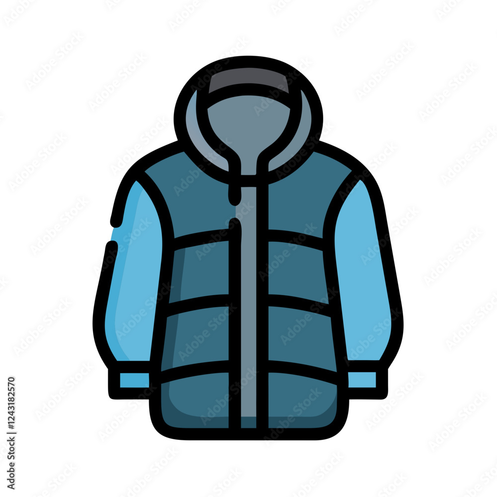 Winter Jacket Icon in blue and grey design Winter Jacket Icon in blue and grey design