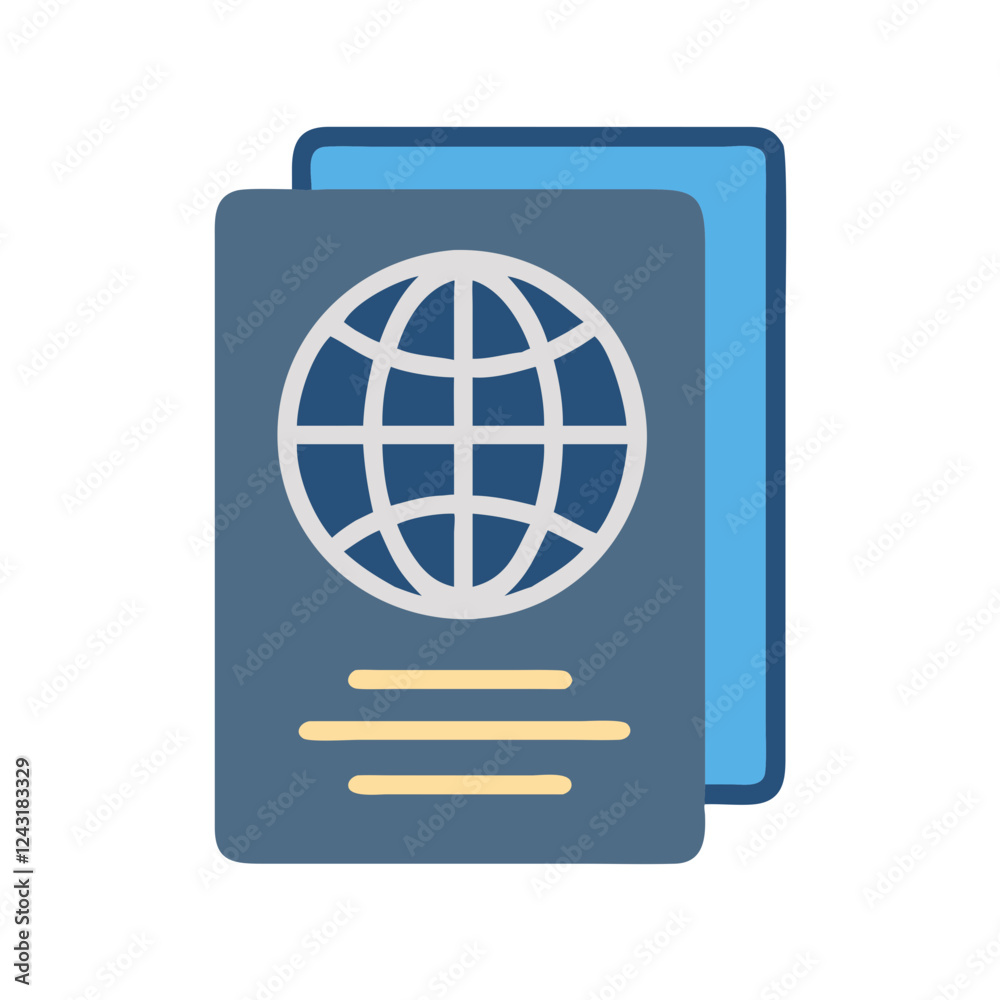 Passport Icon illustration on flat style background Passport Icon illustration on flat style background