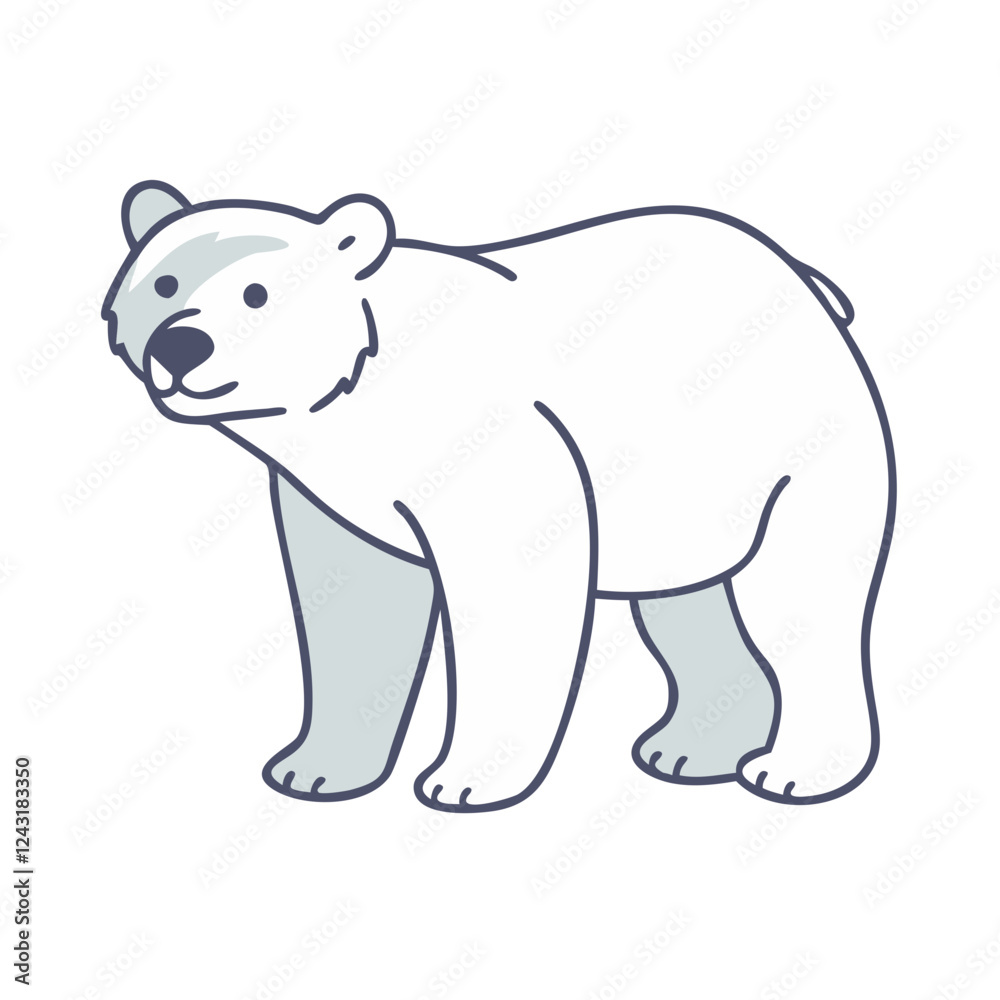 Polar Bear Icon in a simple illustration style with white colors Polar Bear Icon in a simple illustration style with white colors