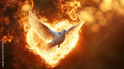 Wallpaper Mural Fiery Heart Dove: A Symbol of Divine Love and the Holy Spirit Torontodigital.ca