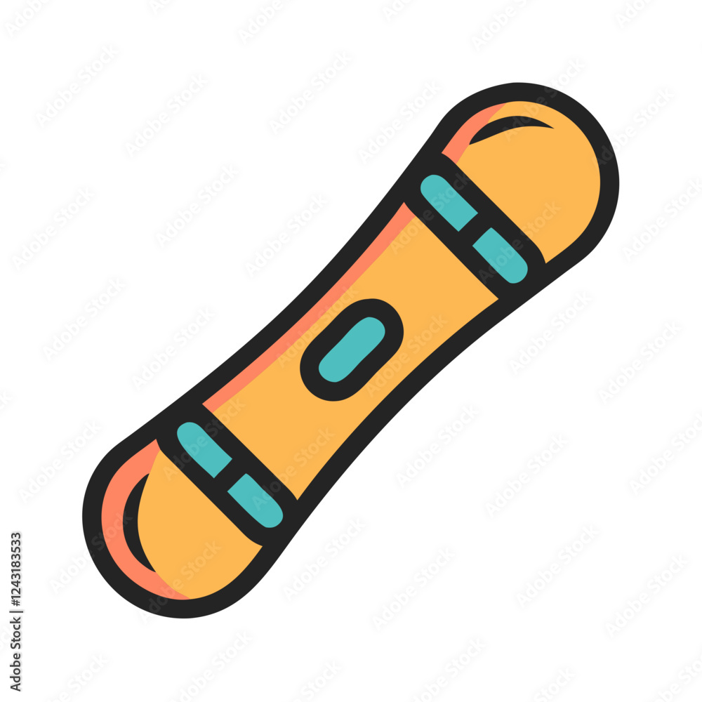 Snowboard Icon in vibrant colors on a white background Snowboard Icon in vibrant colors on a white background