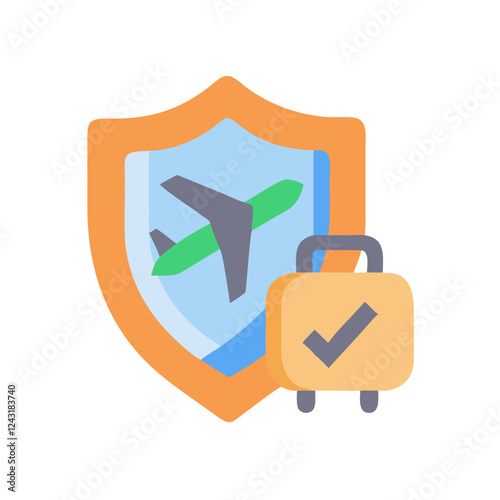 Travel Insurance Icon with shield and luggage symbol